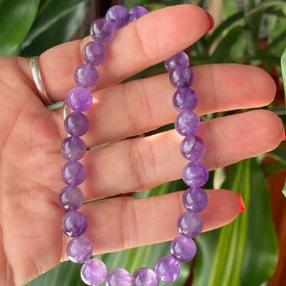 8mm Authentic Amethyst Gemstone Healing Bracelet - Picture 4 of 9